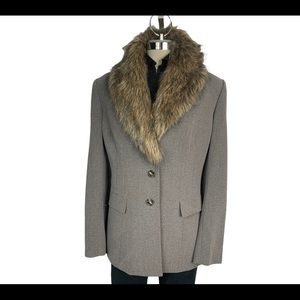 Kasper grey and brown detachable Faux Fur Collar